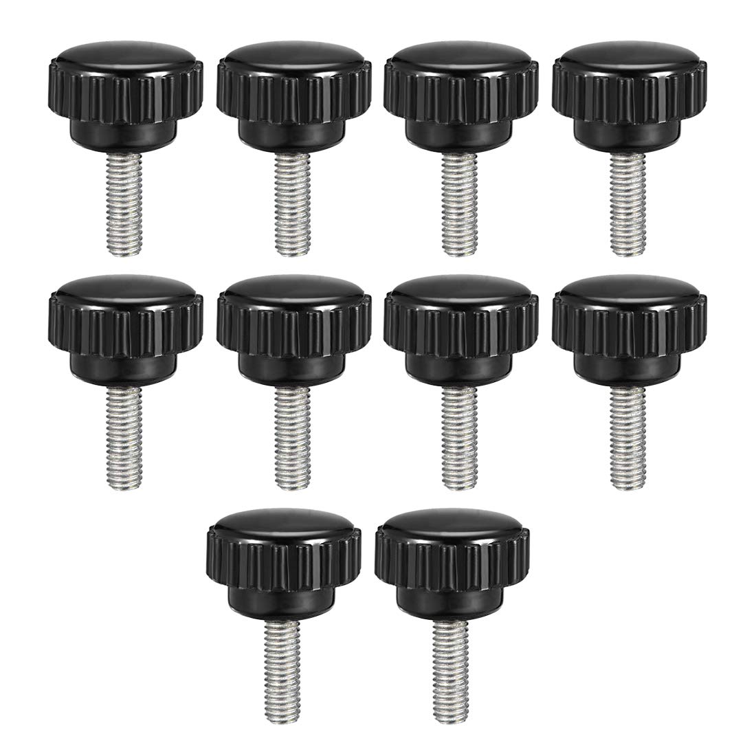 sourcing map M5 x 15mm Metric Male Thread Knurled Clamping Knobs Grip Thumb Screw Hand Clamping Handle Bolt with 21mm Plastic Knobs Black 10 Pcs