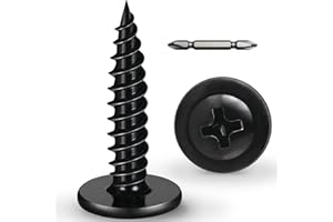 BNUOK #8 x 3/4 Inch Wood Screws Phillips Modified Truss Head Stainelss Steel 410 Self Tapping Metal Screws,Black Zinc Plated(1Ib,200Pcs)