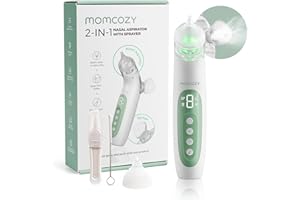 Momcozy BreezyClear™ Spray and Suction 2-in-1 Electric Nasal Aspirator for Baby, 4 Adjustable Suction Levels up to 65kPa Hosp