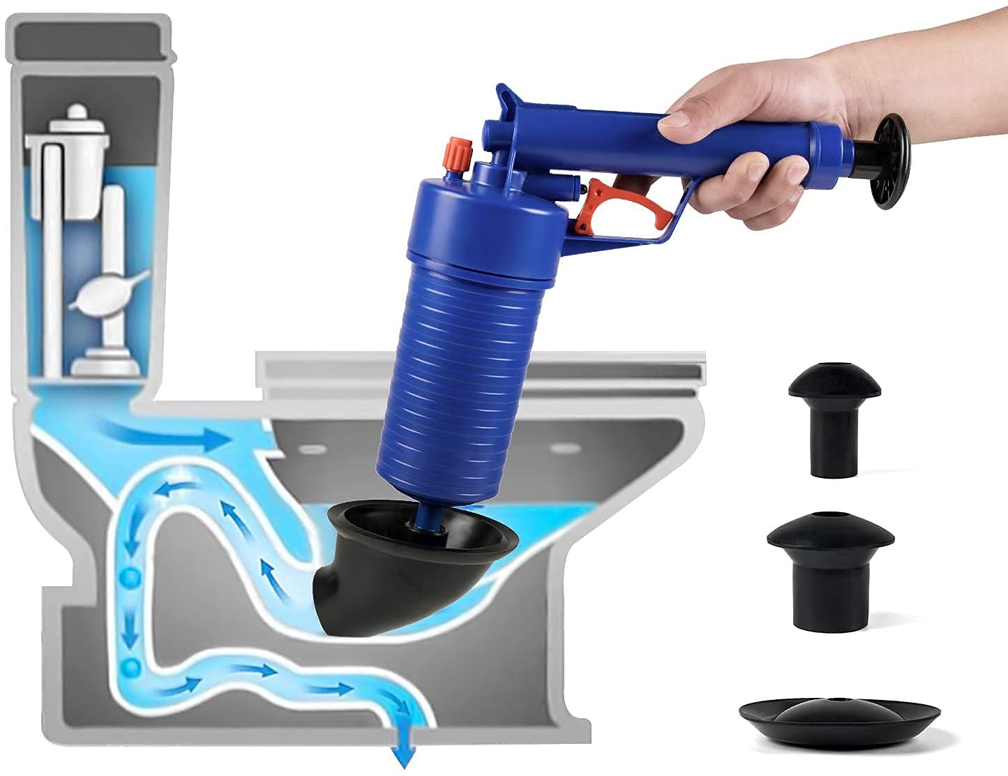 Kresal Air Drain Blaster Pump for Toilets Bathroom Kitchen Cleaner Gun