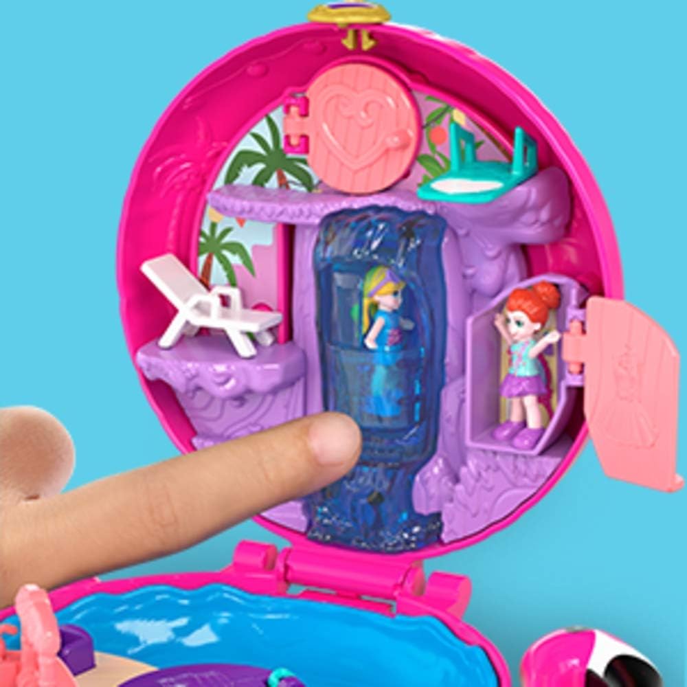 Polly Pocket Pocket World Flamingo Floatie Compact with Surprise Reveals, Micro Dolls & Accessories [ Exclusive]: Toys & Games