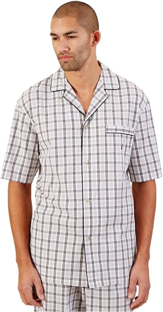 Nautica Men's Short Sleeve 100 Cotton Soft Woven Button Down Pajama