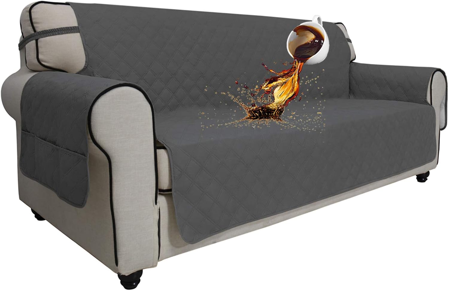 Easy-Going Sofa Slipcover Sofa Cover Waterproof Couch Cover Furniture Protector Cover Pets Covers Whole Fabric No Stitching Non-Slip Fabric Pets Kids Children Dog Cat (Large, Ivory): Kitchen & Dining