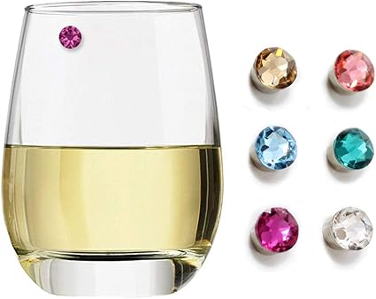 Amazon スワロフスキークリスタル 磁気パステルワインガラスチャーム Set Of 6 By Claim Yourガラス プレミアムドリンクマーカーforワイン シャンパン ビール カクテルglasses Includesストレージケース スペアマグネット Claim Your Glass グラス