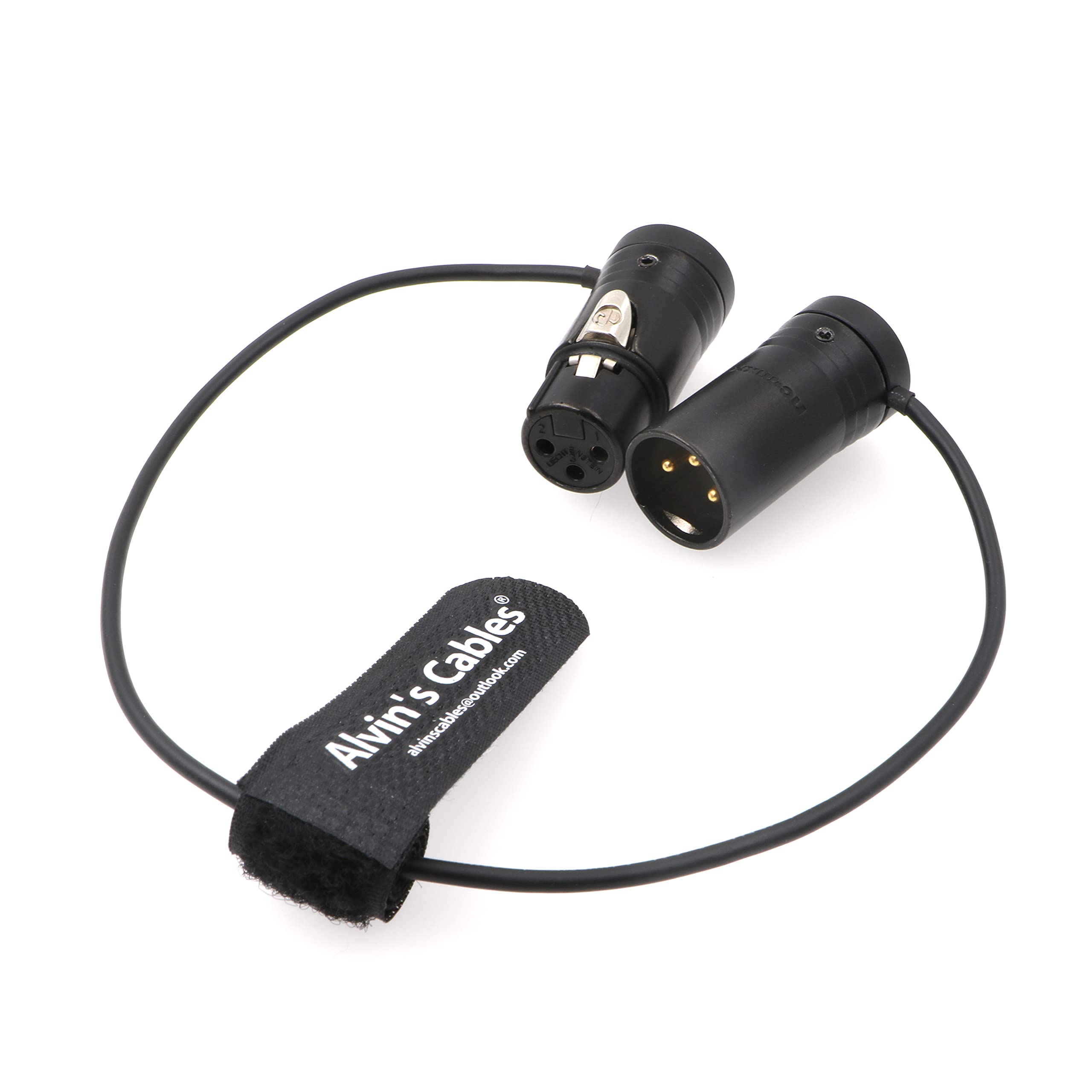 Low-Profile 3 Pin XLR Male to Female Cable Original Connector Balanced Microphone Audio Cord Sommer SOD-14 Alvin’s Cables Black 11.8 inches/30cm