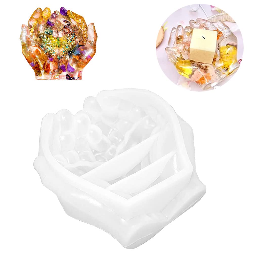 HIQE-FL Silicone Hand Mould for Epoxy Resin Casting, Candle Holders, Soap Holders, Keychains, Jewellery, etc.
