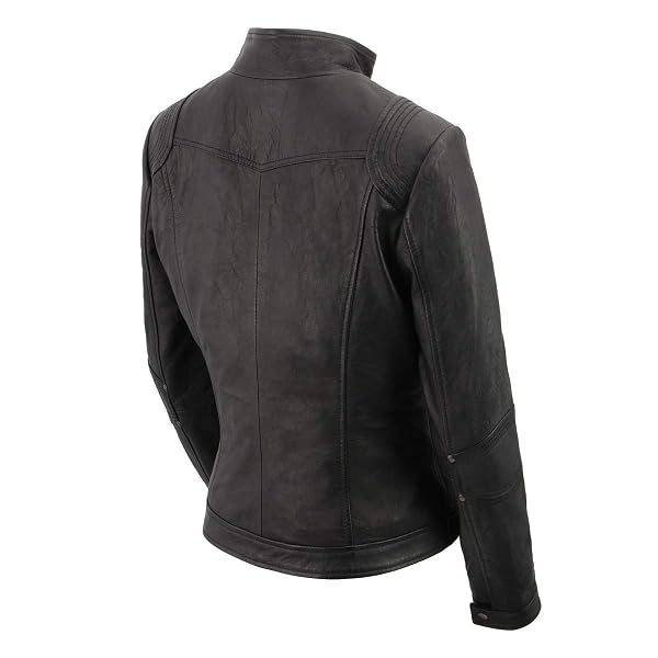 MILWAUKEE LEATHER SFL2801 WOMEN’S RACER BLACK STAND UP COLLAR MOTORCYCLE FASHION LEATHER JACKET – SMALL