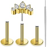 Lsnevsie 20G 18G 16G Astm F136 Titanium Threadless Flat Back Earrings Tragus Helix Conch Piercing Jewelry Nose Lip Rings Forward Helix Cartilage Earrings Studs Piercing Jewelry For Women Men