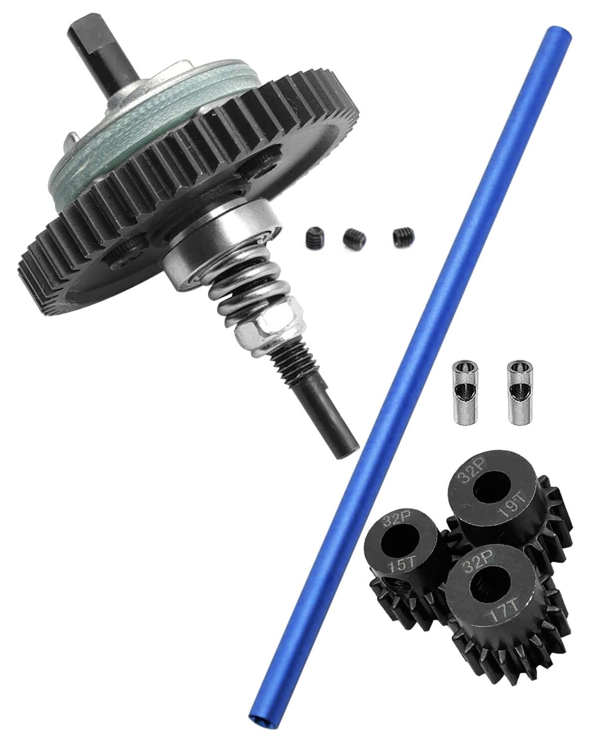 Photo 1 of Complete Slipper Clutch & Center Driveshaft Upgrades Part for 1/10 Traxxas Slash 4X4 VXL,ARRCat Steel 6878 Differential Gear and 32P 15T/17T/19T Pinions Gear & Alloy 6855 Centor Driveshaft,Navy Blue