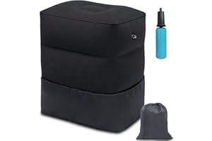 PEACESUN Inflatable Travel Foot Rest Pillow, Kids Airplane Bed, Office Footrests, Adjustable 3 Layers Height Leg Rest Pillow,