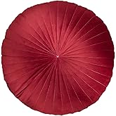 HLOVME Round Pillow Cushion for Couch Velvet Decorative Small Throw Pillow Solid Color for Living Room Bed Floor 15.7”, Wine Red