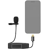Cubilux USB Type C Lavalier Microphone for iPhone 16/16+/16 Pro Max, Wired Unidirectional Clear Lapel Mic, Compatible with Galaxy S25/S25+/S25 Ultral, Pixel 9/8/7 Pro, for Recording, Vlog, 10FT