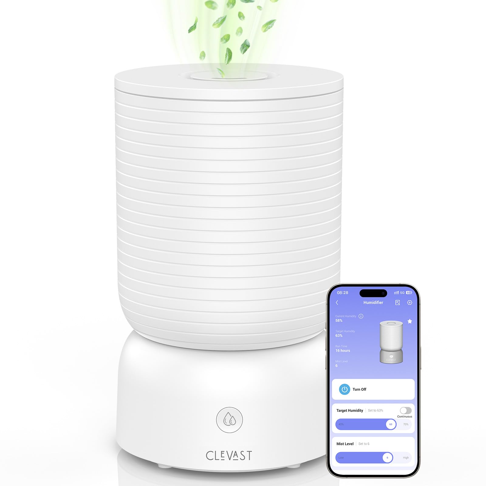 Photo 1 of CLEVAST Smart Humidifiers for Bedroom, 1 Gal/4L Cool Mist Top Fill Humidifier with Essential Oil Diffuser, Quiet Operation for Baby Nursery, Home, Office, Large Room, Works with Alexa/Google Assistant