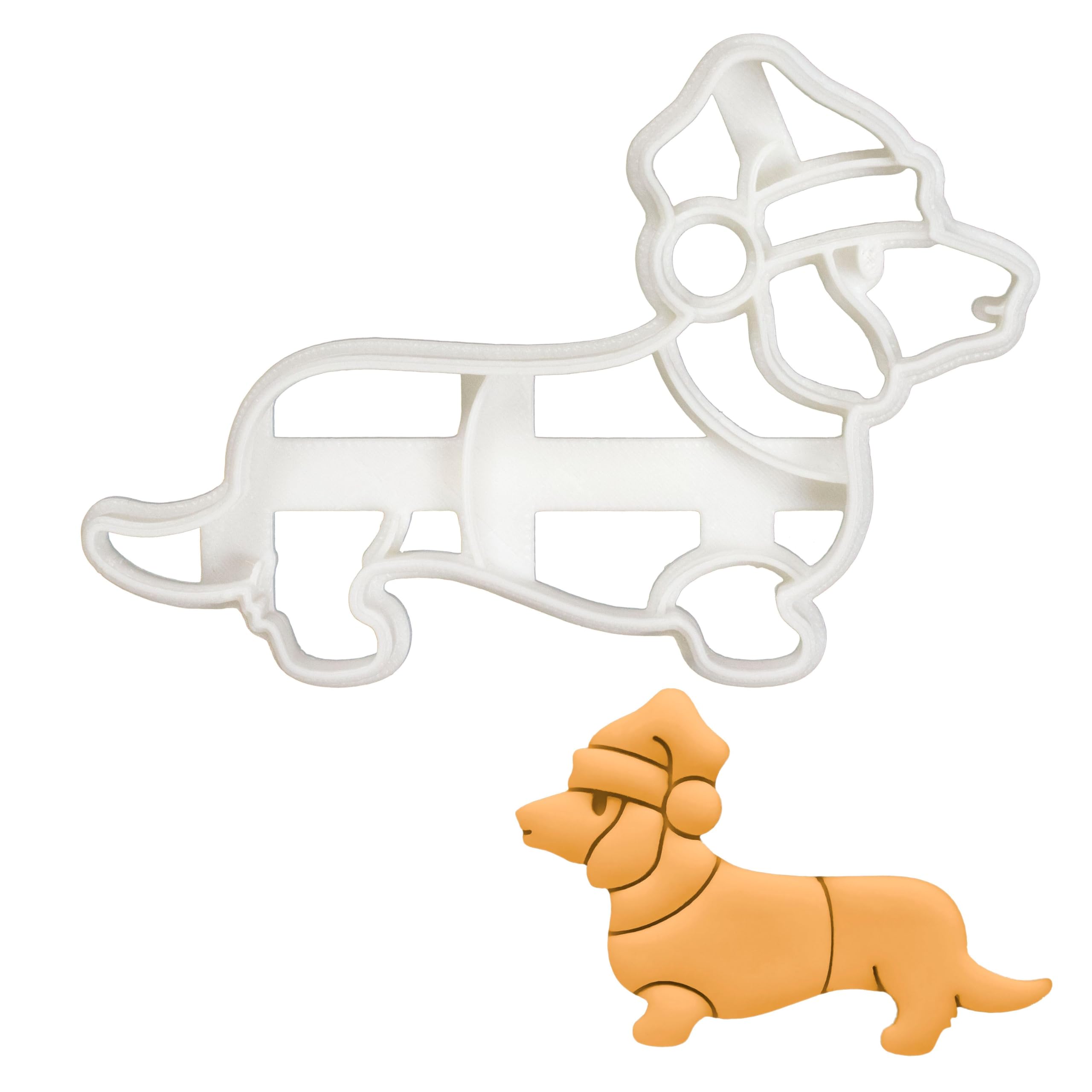 BAKERLOGY Christmas Dachshund Cookie Cutter - Detailed Biscuit Cutter Design for Baking and Crafts, Ideal on Fondant, Dough, Clay