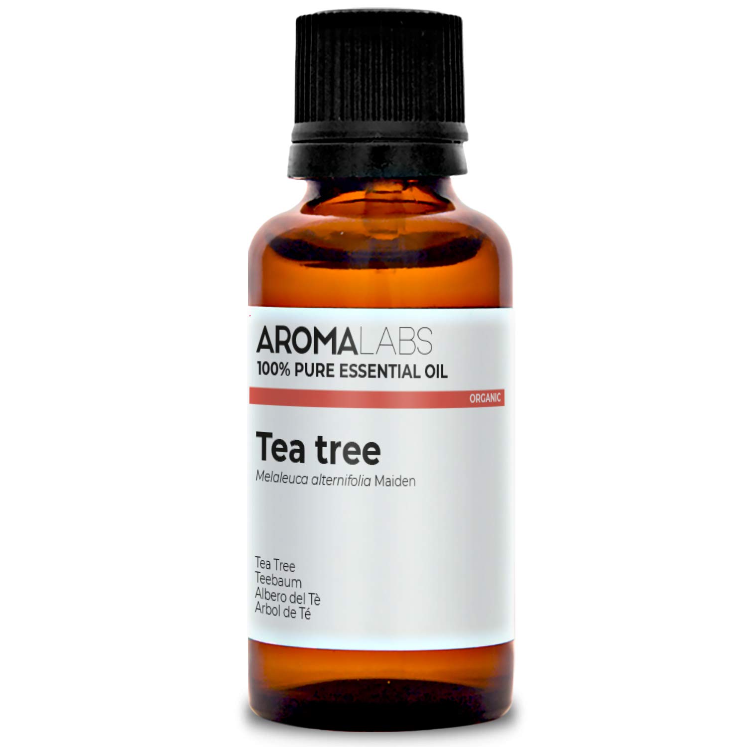 Aroma Labs - Tea Tree Essential Oil - Ecocert Organic Certification - 100% Pure, Natural, Uncut - Guaranteed Chemotype and Biochemical Composition - Eco-Friendly Packaging Made in France - 30ml