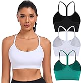 ANGOOL Womens Y Back Sports Bra - Light Support Yoga Bra Removable Pads Thin Straps for Low Impact Workouts