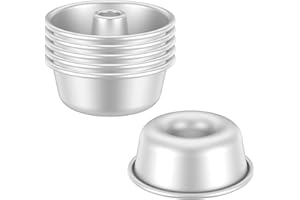 QENWKXZ 6 PCS Angel Food Cake Pan, 4.5" Aluminum Pound Cake Pan, Chiffon Cake Mold, Cake Pan with Tube, Round Cake Pan Pound 