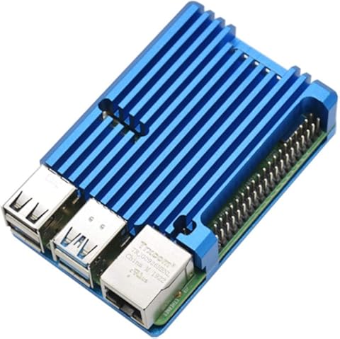 Facibom Carcasa Protectora de AleacióN de Aluminio Carcasa CNC Carcasa de Metal Apta para Raspberry Pi 4 (Azul)
