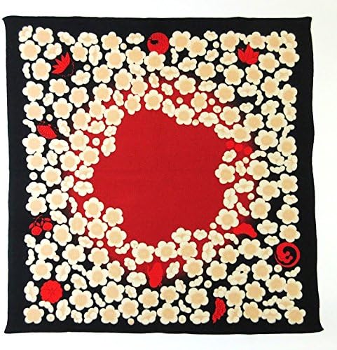[L/26.4inc] FUROSHIKI - Japanese Wrapping Cloth (Chirimen- Plum/Black)