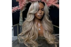 CIYOO Ombre Brown Roots Ash Blonde Wigs Human Hair 200% Density 13x6 Body Wave Hd Thin Lace Front Wig for Women Glueless Ombre Blonde Colored Lace Front Wigs 26 Inch