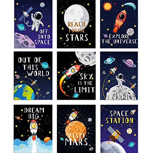 Blulu-9-Pieces-Outer-Space-Decor-Kids-Nursery-Bedroom-Space-Posters-Decor-8-x-10-Inch-Cute-Inspirational-Wall-Art-Decoration-for-Boys-and-Girls-Playroom-Bedroom-Nursery-Room-Decor