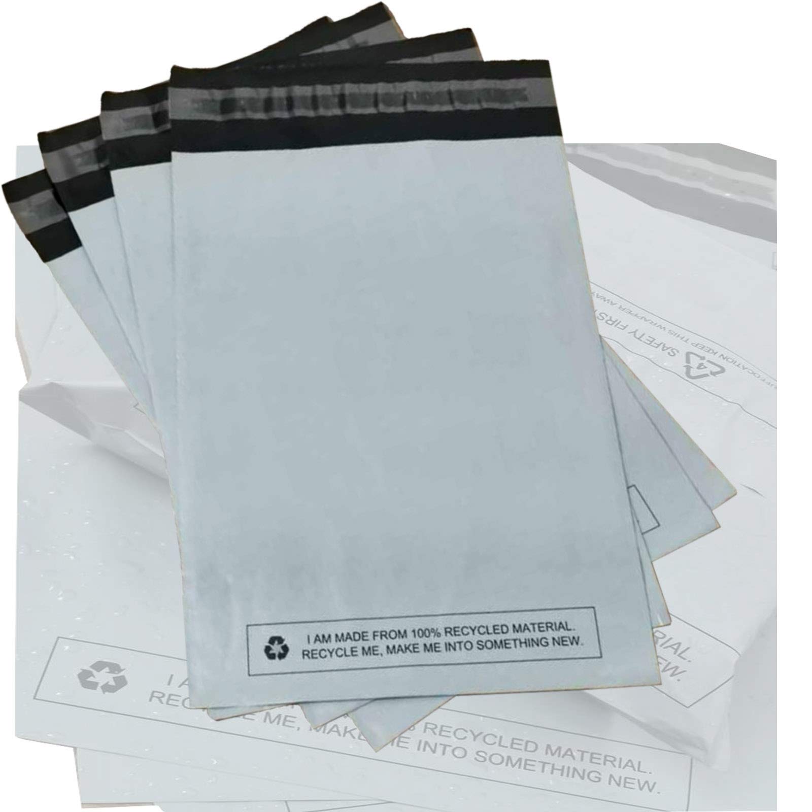 100x Grey Parcel Postage Mailing Bags (Size - 15 x 18 Inch) - Strong Self Seal Polythene Mail Bag - 100% Recyclable Waterproof Plastic Poly Mailer Envelopes