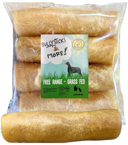 6 Inch Beef Trachea Dog Chews - 12 Pack Grass Fed Natural Dog Treats For Joint Health