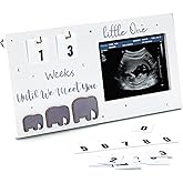 Hacaroa Sonogram Picture Frame with Countdown Weeks, Wood Ultrasound Photo Frame Pregnancy Announcement Frame, Baby Nursery D