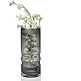 CEWOR 12 Inch Flower Vase, Smoke Gray Thickened Glass Vase, Tall Vase Home Decor for Living Room, Dining Room, Office
