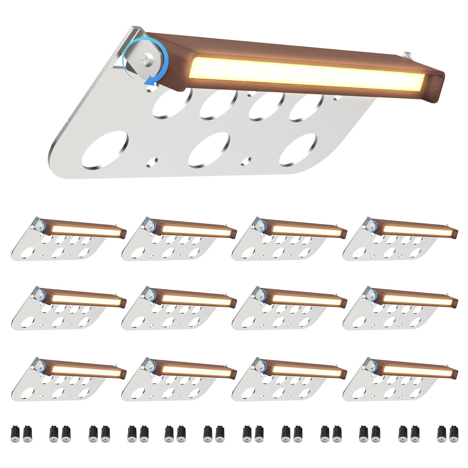 Photo 1 of Taoesy 12 Pack 7 Inch Retaining Wall Lights, 5W 2700K Soft White LED Hardscape Lighting, 12V AC/DC Low Voltage Step Light, IP65 Waterproof Outdoor Landscape Lighting for Patio Walls Stairs, ETL