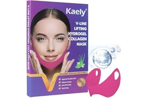 Kaely 6Pcs V Line Lifting Mask,V Line Chin Strap,V Shaped Contouring Face Mask with Collagen,Hydrating Anti-aging,Red-Small Size