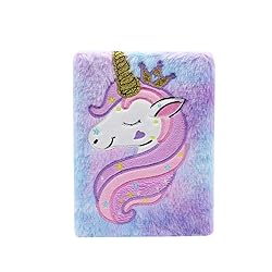 Fuzzy Plush Notebook Journal Cute Rainbow Unicorn