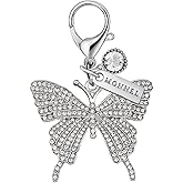 MONNEL MC567 Big Crystal Butterfly Lobster Clasp Charm for Women with Velvet Bag (White,1 Piece)