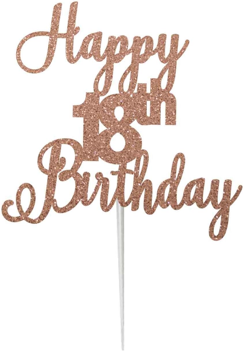 LissieLou Happy 18th Birthday Cake Topper in Pretty Glitter Card, Made