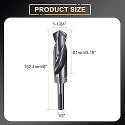 HARFINGTON 1-1/64" Drill Bit 1/2" Reduced Shank