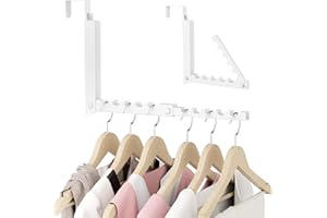 Over Door Hanger, Heavy Duty Over The Door Hooks for Hanging Clothes, Double Folding Portable Door Drying Rack for Laundry, B