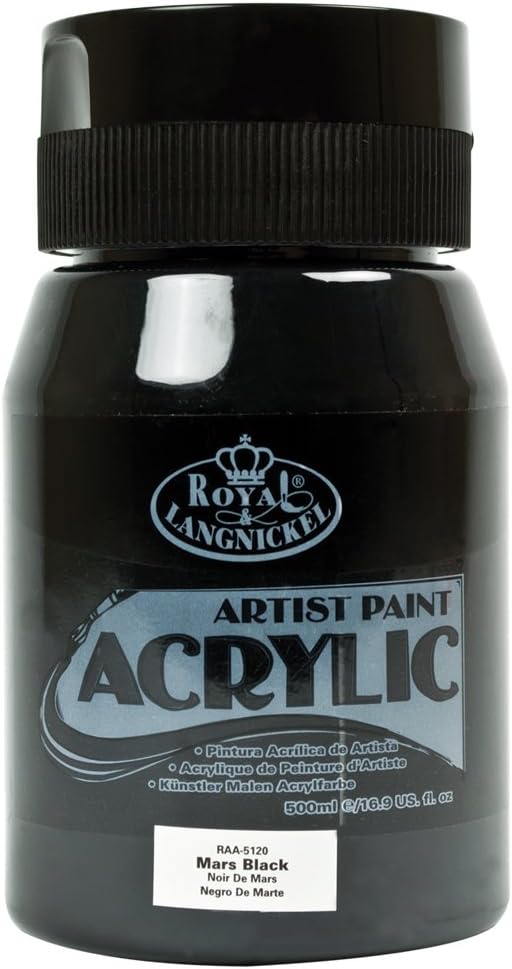 Royal & Langnickel RAA-5120 Essentials 500ml Acrylic Paint - Mars Black, 500 ml (Pack of 1)