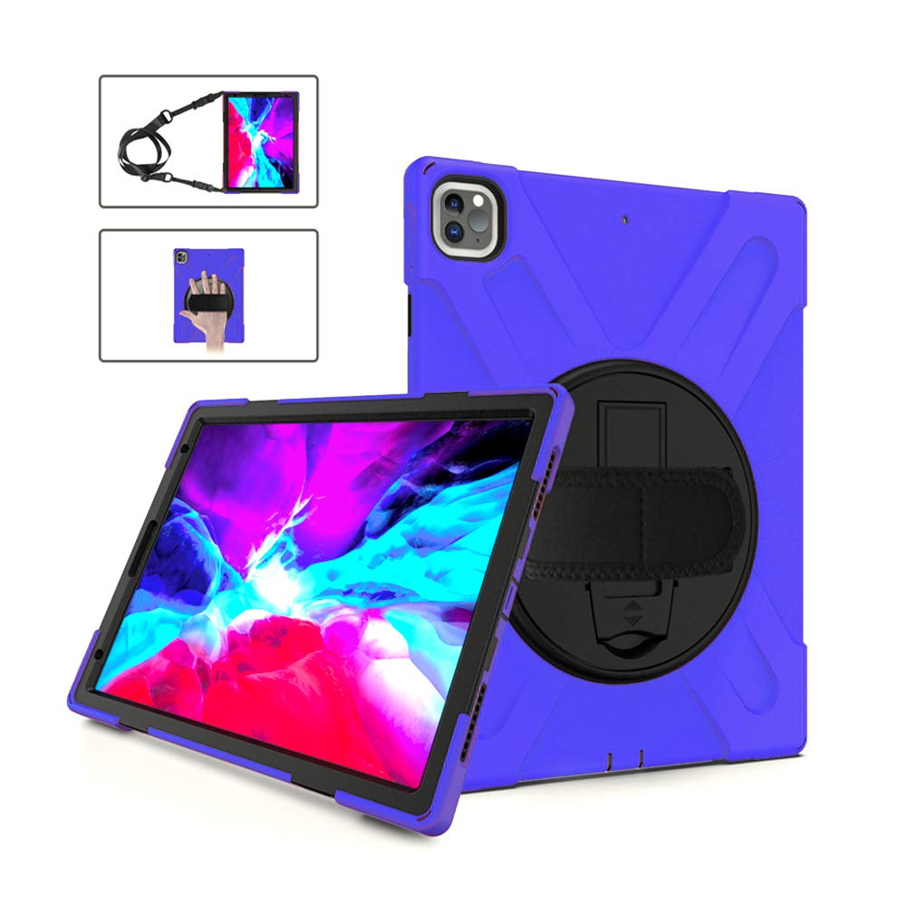 iPad Pro 11 2020 Case/2018 Case Shockproof Rugged Kickstand Protective Full Protection Case for Apple Release 2nd Generation with Hand Strap and Shoulder Strap Stand - Blue
