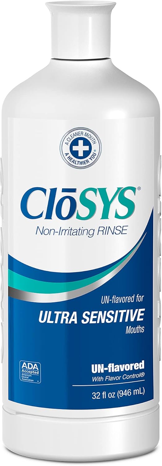 CloSYS Ultra Sensitive Mouthwash, 32 Ounce, Unflavored, Alcohol Free, pH Balanced, Helps Soothe