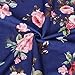 NICIAS Women Floral Short Sleeve Tunic Vintage Midi Casual Dress with Pockets Navy L