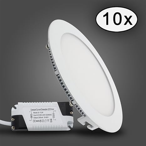 12w Warmweiss Led Panel Leuchte Dimmbar Deckenlampe Rund Ultraslim Einbaustrahler 3000k O170mm 10er Pack Amazon De Musikinstrumente