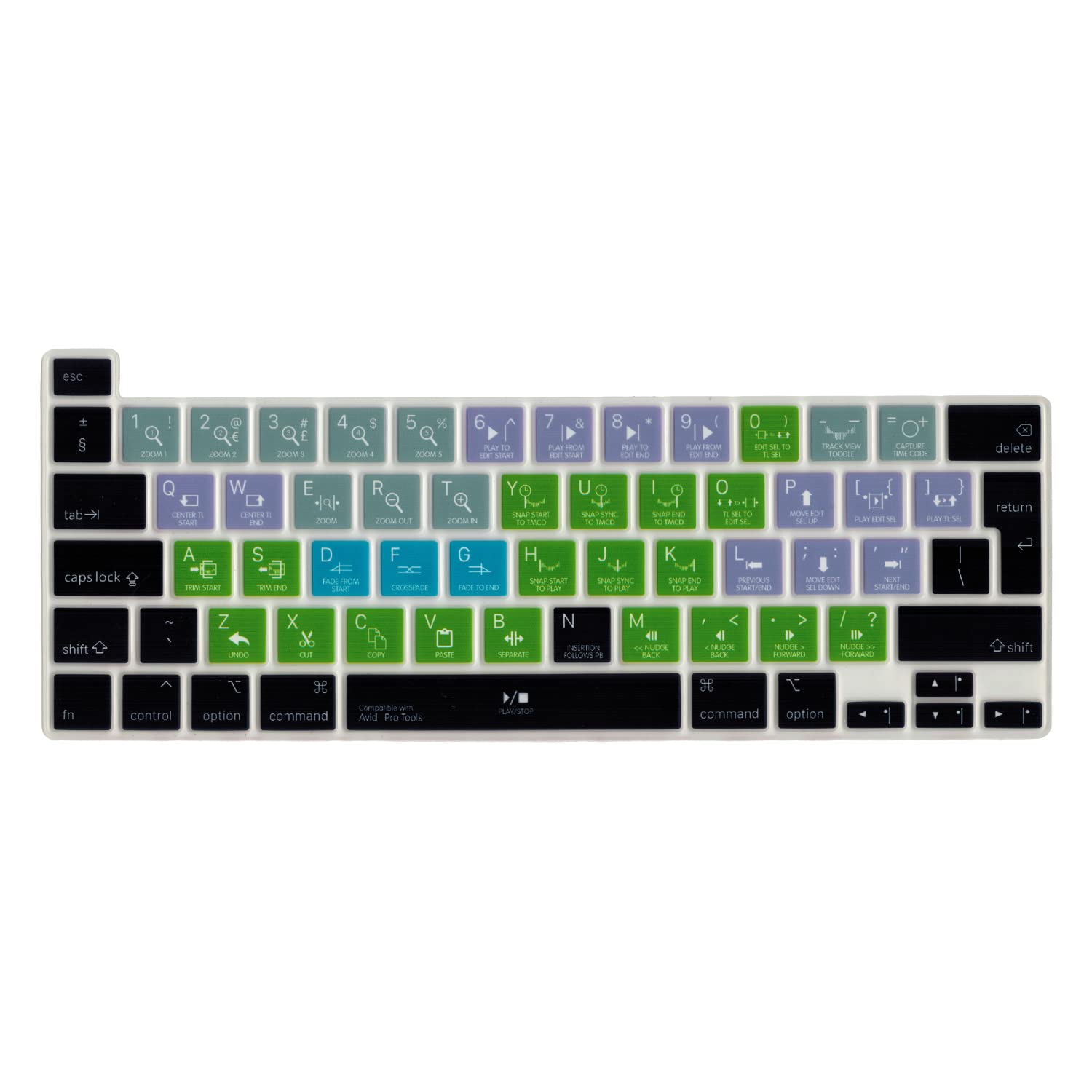 MiNGFi Silicone Pro Tools shortcuts Keyboard Cover for MacBook Pro 13" M1/M2 A2338 (2020–2023), A2289 (2020), A2251 (2020–2021), Pro 16" A2141 (2019–2021) EU/ISO Layout