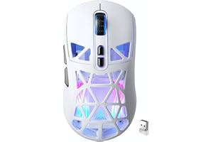 SOLAKAKA SM802 White Wireless Gaming Mouse,10000 DPI,Tri-Mode Wired/BT 5.0/2.4GHz Wireless Mouse Gaming with Side Button,RGB Programmable Macro Mouse for Laptop
