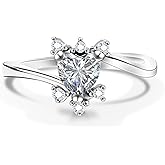1 Carat Heart Shape Moissanite Ring 925 Sterling Silver Jewelry AAAAA Cubic Zirconia Gifts for Women Mom Grandma Girlfriend Lover Daughter Anniversary Friend Wedding Engagement Birthday