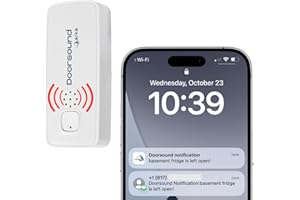 ARKA Doorsound - Freezer Refrigerator Door Alarm with Text Messages, Phone Notifications, Adjustable time delay and Volume, Chime, Close Door Reminder, Door Left Open Alarm | no hub | no Subscription