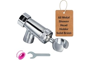 YUHX Shower Head Holder All Metal, Brass Adjustable Shower arm Bracket for Handheld, Hand held Showerhead Holder (B-Style Shower Arm Mount Premium Chrome