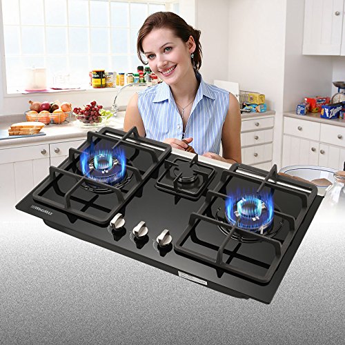 WINDMAX 30" Builtin 3 Burners Gas Hob Cooktop Tempered Glass NG/LPG
