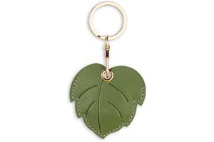 XSUIOY Leather Keychain Case Holder Compatible with Apple AirTag, GPS Airtag Keychain Finder Tracker with Key Ring, Anti-Scratch Protective Air Tag Cover