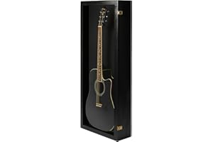 PENNZONI Acoustic Guitar Display Case - Acrylic Acoustic Guitar Case - Guitar Display Case Wall Mount Made from Hardwood Frame & Clear Acrylic - Black w/No Felt