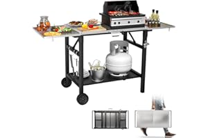Nidouillet Grill Cart for Blackstone Griddle, 51" *18" Stainless Steel Outdoor Table, Foldable Cart Table with Wheels, Portab